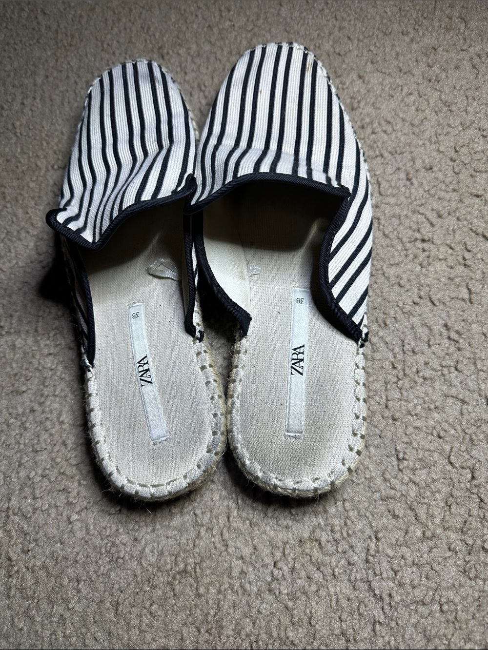 Zara Black and White Striped Espadrille Slip-Ons - Picture 4 of 5